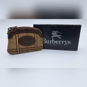Burberrys Vintage Plaid Coin Purse With Original Box